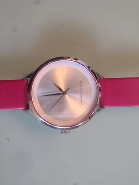 Armani Exchange Silver Dial Watch with Pink Strap
